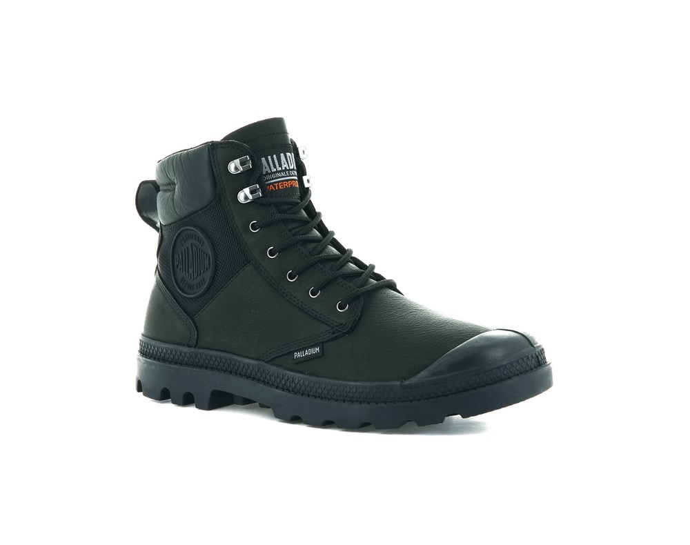 Botas Palladium PAMPA SHIELD WP+ LTH Hombre Negras | Costa Rica-48752